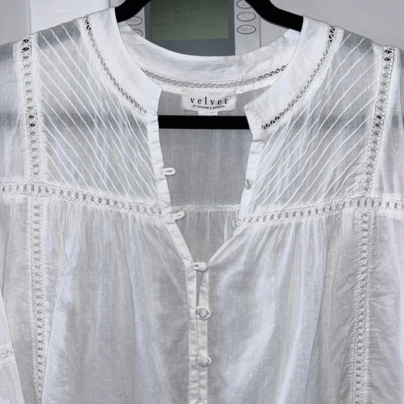 Velvet by Graham & Spencer Romy Boho Lace  Top in White - Picture 5 of 10